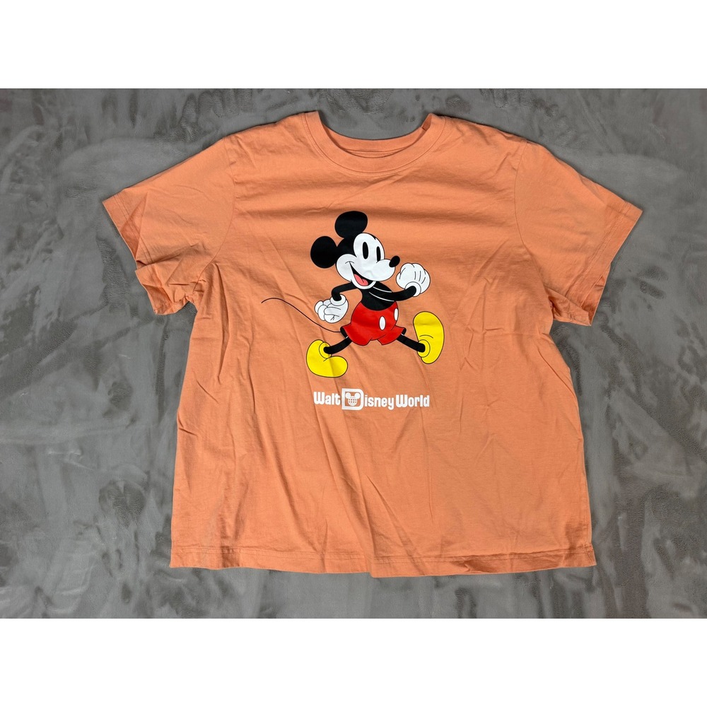 Disney Parks Mickey Mouse Walt Disney World Peach Graphic T-Shirt Large